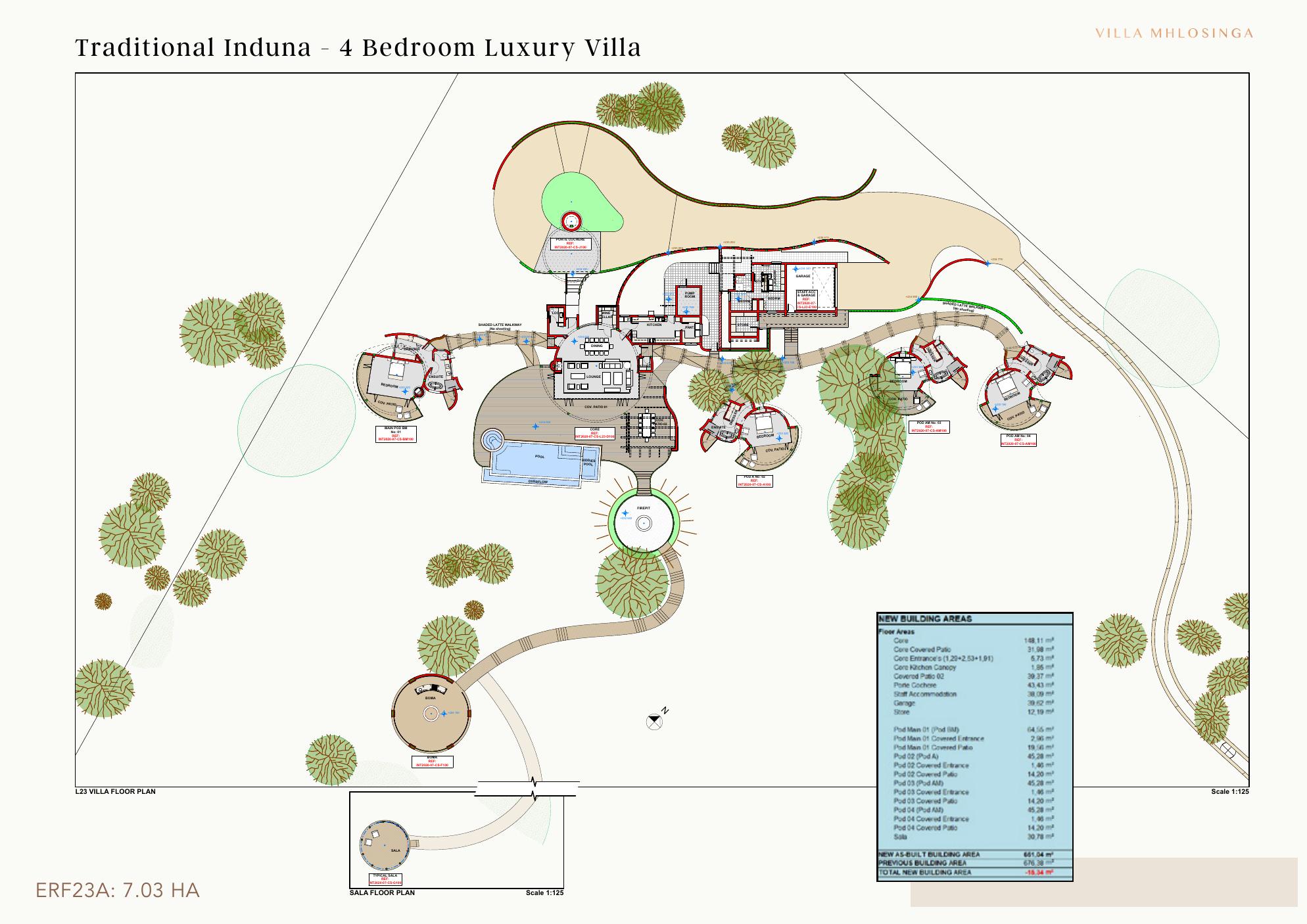 Villa Mhlosinga floor plan, a four-bedroom Traditional Induna layout